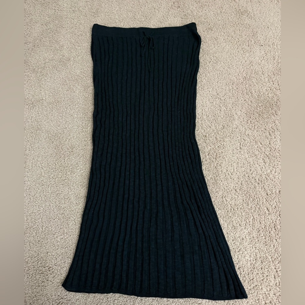 Free People FP Beach Ribbed Black Knit Maxi Skirt Women’s Small Vacation Swim